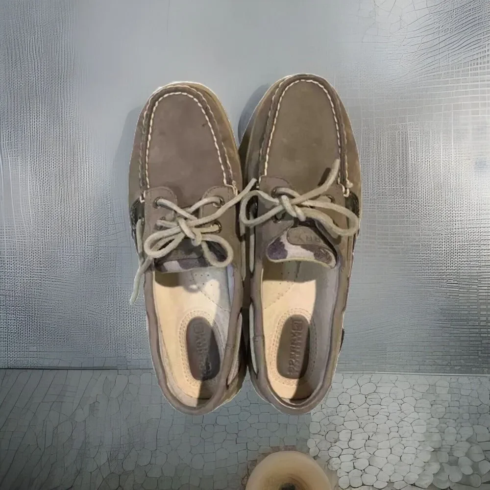 Sperry Top Sider‎ Women's Boat Shoes Size 6.5 Leather Gray Giraffe Print
